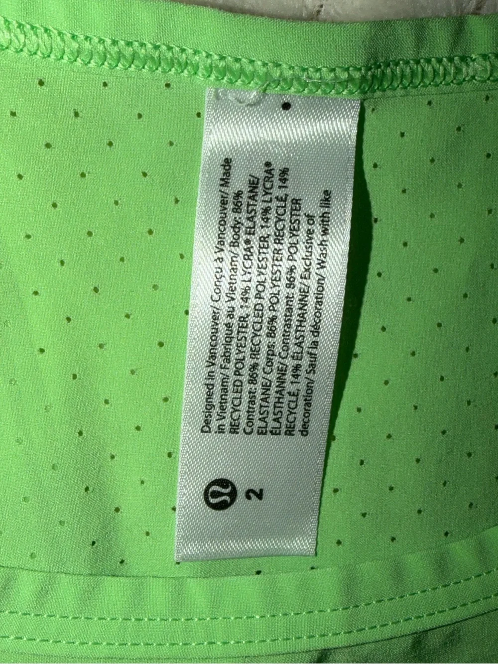 Lululemon Swift Ventilated Running Tank Top Scream Green Light Size 2